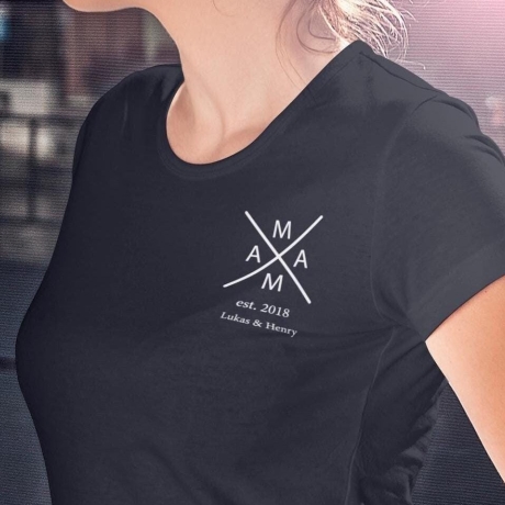 Personalisiertes T-Shirt Mama Kreuz Wunschnamen Name der Kinder Geschenk Mutter Geschenkidee Muttertag Shirt Geburtstagsgeschenk Frau