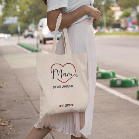 Personalisierte Stofftasche mit Namen, Geschenkidee Mama