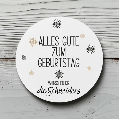 Personalisierte Geburtstagsaufkleber, Name Wunschtext und Motiv, 4 cm rund, wasserfest, Sticker, Geburtstag Etiketten mit Wunschtext