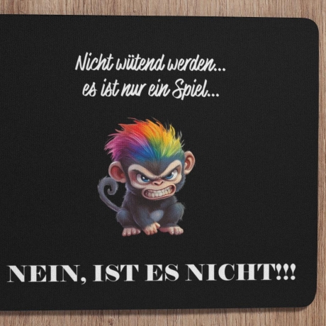 Personalisierte XL Gaming Mousepad | Lustiges „Nicht wütend werden...“-Design | Wütendes Tier wählbar | Custom Mauspad für Gamer
