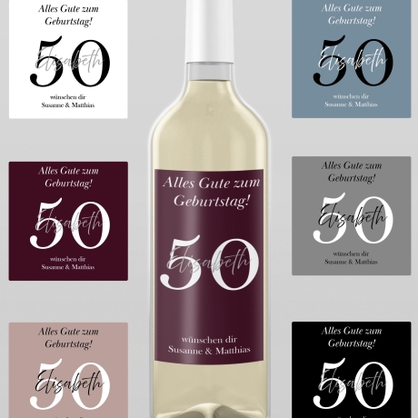Personalisierte Weinetiketten zum Geburtstag – Individuell mit Wunschtext & 6 Hintergrundfarben – Perfekt als Geschenk und Partydeko