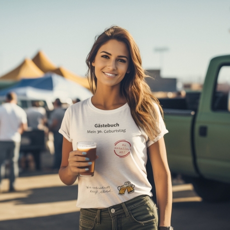 Personalisiertes Gästebuch T-Shirt, besonderes Geburtstagsgeschenk, Geschenkidee für Sie Runder Geburtstag Unikat Gästebuchalternative