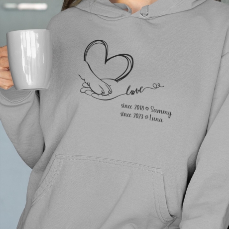 Personalisierter Hoodie Hunde Mama Love dog mom Name der Hunde Geschenkidee Muttertag Pullover Hunde  Damen Geburtstagsgeschenk hundemensch
