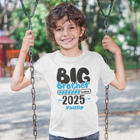 Personalisiertes T-shirt Name Bruder 2025, Großer Bruder T-Shirt, Personalisierte Kinderkleidung, Schwangerschaftsankündigung, Geschenkidee