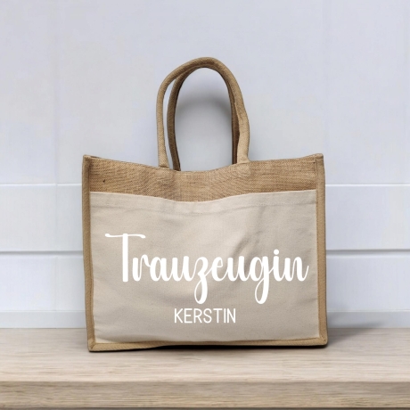 Personalisierte Jutetasche, Braut, Trauzeugin, JGA, Shopper, Geschenkidee Freundin, Hochzeit, Junggesellinnenabschied, Team Bride, Tasche