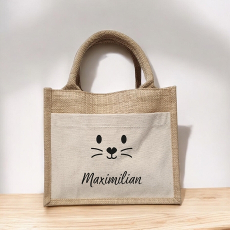 Personalisierte Jute-Tasche Ostern | Osterkorb mit Namen | Hasentasche für Kinder | Ostergeschenk individuell