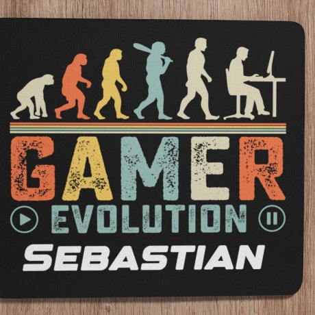 Personalisierte XL Gaming Mousepad | Gamer Evolution Design | Custom Mauspad für Zocker | Hintergrundfarbe & Größe wählbar | Gaming Setup