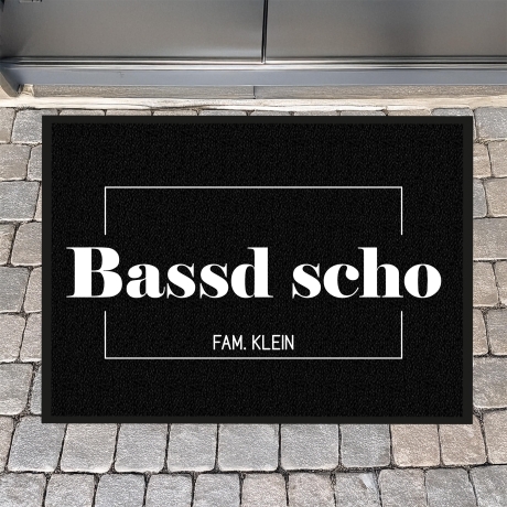 Fussmatte, Fussmatte personalisiert, Familienname, Bassd scho, Schmutzfangmatte, Wohnungstür, Hochzeitsgeschenk, Familie, Name, Wohnung