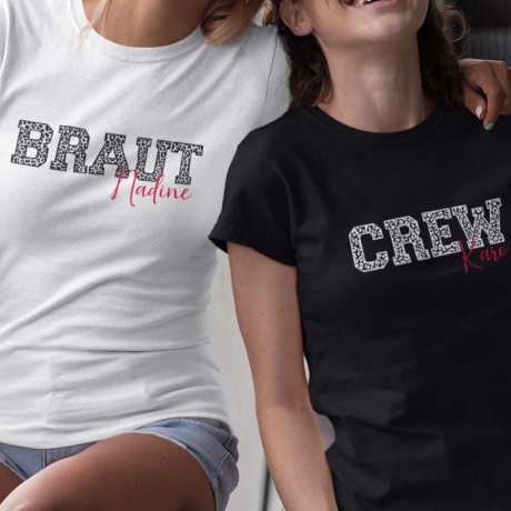 Personalisiertes JGA I T-Shirt Braut T-Shirt I JGA T-Shirt I Hochzeit I Brautjungfer I Junggesellinnenabschied I Trauzeugin