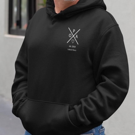 Personalisierter Hoodie Opa Kreuz Wunschnamen Name der Enkel Geschenk Vater Geschenkidee Vatertag Pullover Herren Geburtstagsgeschenk Mann