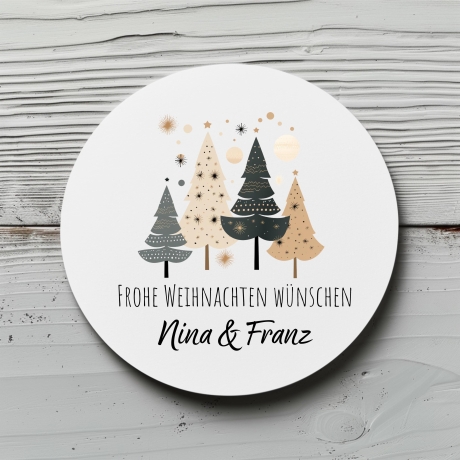 Personalisierte Weihnachtsaufkleber, Name Wunschtext und Motiv, 4 cm rund, wasserfest, Sticker, Weihnachtliche Etiketten mit Wunschtext