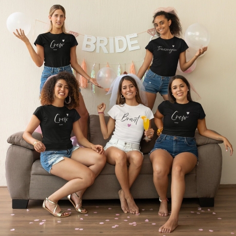 JGA T-Shirt personalisiert mit Name, personalisiertes JGA Shirt, Braut T-Shirt, Trauzeugin T-Shirt, Junggesellinnenabschied, Bio Baumwolle