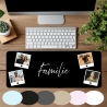 Personalisierte XL Gaming Mousepad | Collage mit 4 Fotos im Retro-Rahmen | Custom Mauspad mit Wunschtext | Hintergrundfarbe & Größe wählbar