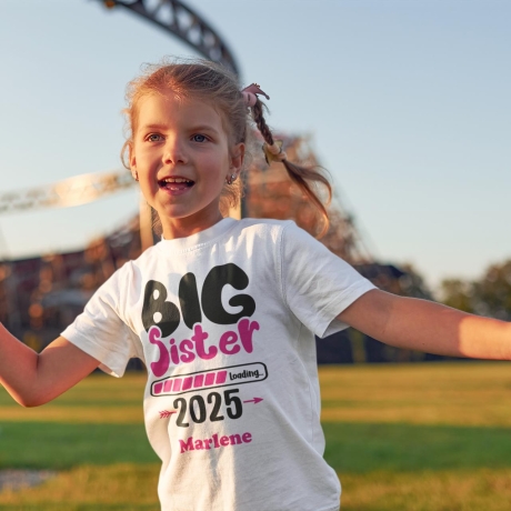 Personalisiertes Shirt Name 2025, Große Schwester T-Shirt, Personalisierte Kinderkleidung, Schwangerschaftsankündigung, Geschenkidee