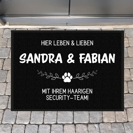 Personalisierte Fußmatte Hier leben & lieben, Hund