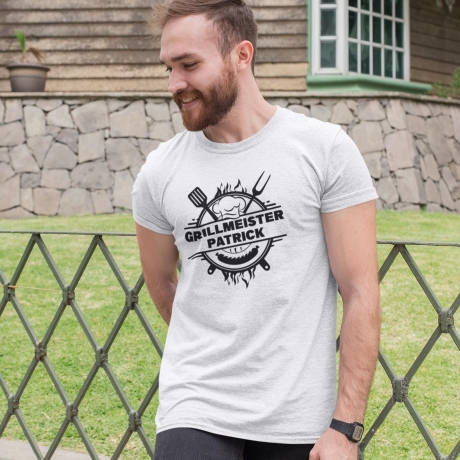 Personalisiertes T-Shirt BBQ Grillen Grill Grillmeister Personalisiert mit Wunschname T-Shirt Geburtstagsgeschenk Mann Vatertag Papa