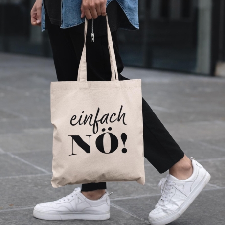 Personalisierte Baumwolltasche | Lustige Stofftasche „Einfach Nö!“ | Jutebeutel mit Wunschtext | Geschenk für Frauen & Männer
