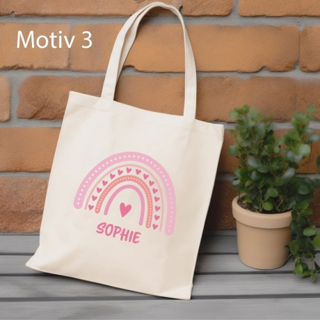 Personalisierter Stoffbeutel mit Wunschname  Regenbogen, Geschenkidee, Karneval, Kindergarten, Einkaufstasche, Tragetasche, Tasche