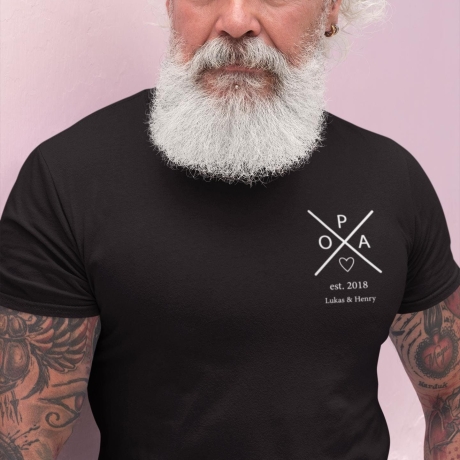 Personalisiertes T-Shirt Opa Kreuz Wunschnamen Wunschjahr Name der Enkel Geschenk Opa Geschenkidee Vatertag Shirt Geburtstagsgeschenk Mann