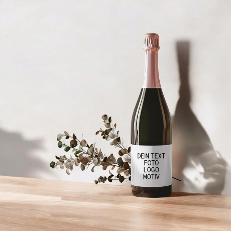 Sektetikett, Personalisierbar, Name, Foto, Motiv, Logo, Sektflasche, Sticker, Sekt, Hochzeit, wasserfest, Aufkleber, dein Design, Champagner