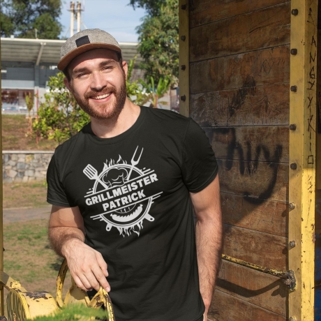 Personalisiertes T-Shirt BBQ Grillen Grill Grillmeister Personalisiert mit Wunschname T-Shirt Geburtstagsgeschenk Mann Vatertag Papa
