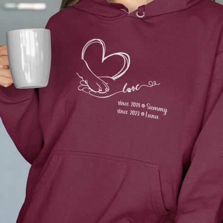 Personalisierter Hoodie Hunde Mama Love dog mom Name der Hunde Geschenkidee Muttertag Pullover Hunde  Damen Geburtstagsgeschenk hundemensch