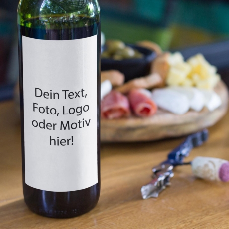 Personalisiertes Flaschenetikett, Name Wunschtext und Motiv, wasserfest, Sticker, Weinetiketten Hochzeit, Wein Aufkleber, dein Design, Wein