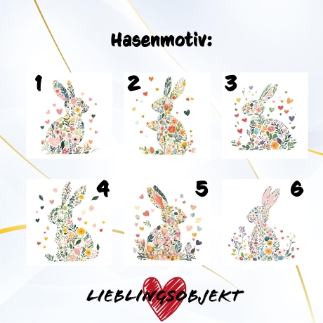 Personalisierte Osteraufkleber – Individuelle Sticker mit Wunschtext & floralen Hasenmotiven – Perfekt für Geschenke und Osterdeko