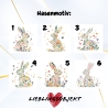Personalisierte Osteraufkleber – Individuelle Sticker mit Wunschtext & floralen Hasenmotiven – Perfekt für Geschenke und Osterdeko