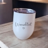 Personalisierter Thermobecher mit Wunschtext und Herz, Edelstahlbecher, Weinbecher mit Deckel, Isolierbecher, Glühweinbecher, Geschenkidee