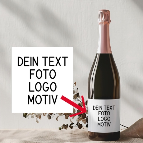 Sektetikett, Personalisierbar, Name, Foto, Motiv, Logo, Sektflasche, Sticker, Sekt, Hochzeit, wasserfest, Aufkleber, dein Design, Champagner
