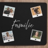 Personalisierte XL Gaming Mousepad | Collage mit 4 Fotos im Retro-Rahmen | Custom Mauspad mit Wunschtext | Hintergrundfarbe & Größe wählbar