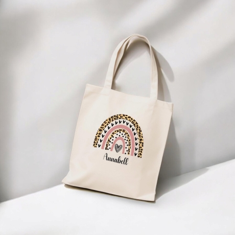 Personalisierter Stoffbeutel mit Wunschname  Regenbogen, Geschenkidee, Karneval, Kindergarten, Einkaufstasche, Tragetasche, Tasche