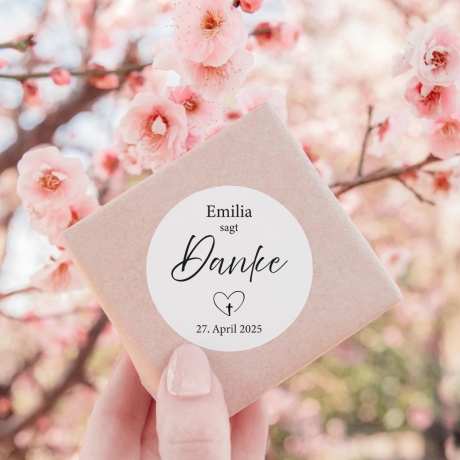 Personalisierte Aufkleber zur Konfirmation | Wunschname sagt Danke | Sticker mit christlichem Symbol + Datum | Danksagungen & Gastgeschenke