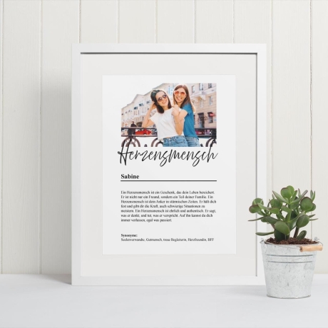 Herzensmensch Lieblingsmensch Geschenk Personalisierbares Bild Fotogeschenk Mit Foto Geschenkidee Druck Poster