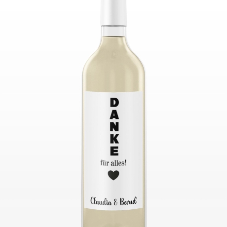 Personalisiertes Flaschenetikett, Danke, Name Wunschtext, wasserfest, Sticker, Aufkleber Weinflasche, Weinetiketten Hochzeit, Wein Aufkleber