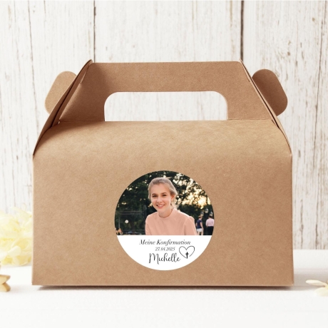 Personalisierte Aufkleber zur Konfirmation | Sticker mit Foto und Namen | Christliche Symbole wählbar | Danksagung & Gastgeschenk