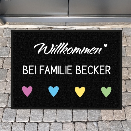 Fußmatte, Fussmatte personalisiert, Familienname, Willkommen, Schmutzfangmatte, Wohnungstür, Hochzeitsgeschenk, Familie, Name, Wohnung