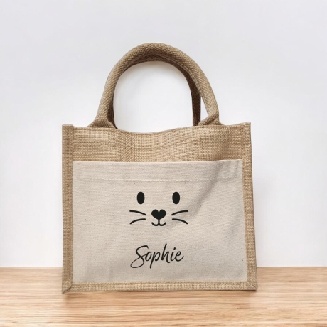 Personalisierte Jute-Tasche Ostern | Osterkorb mit Namen | Hasentasche für Kinder | Ostergeschenk individuell