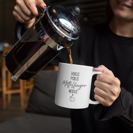 Personalisierte Tasse „Hokus Pokus Mittelfinger Modus“ – Lustige Tasse – Individueller Spruch – Geschenkidee - Freche Geschenkidee