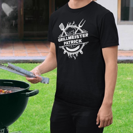 Personalisiertes T-Shirt BBQ Grillen Grill Grillmeister Personalisiert mit Wunschname T-Shirt Geburtstagsgeschenk Mann Vatertag Papa