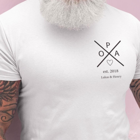 Personalisiertes T-Shirt Opa Kreuz Wunschnamen Wunschjahr Name der Enkel Geschenk Opa Geschenkidee Vatertag Shirt Geburtstagsgeschenk Mann