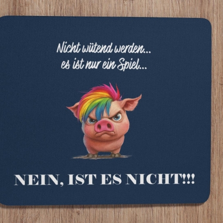 Personalisierte XL Gaming Mousepad | Lustiges „Nicht wütend werden...“-Design | Wütendes Tier wählbar | Custom Mauspad für Gamer