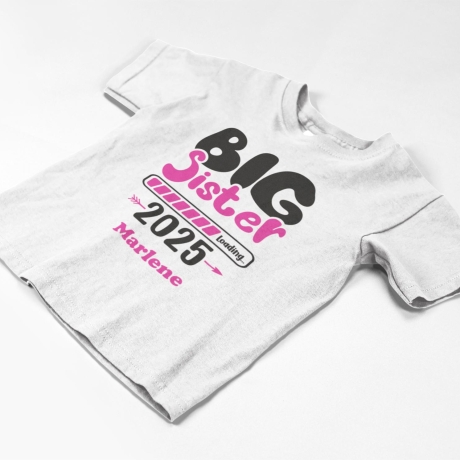 Personalisiertes Shirt Name 2025, Große Schwester T-Shirt, Personalisierte Kinderkleidung, Schwangerschaftsankündigung, Geschenkidee