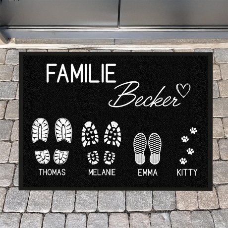 Personalisierte Fußmatte mit Familienname & Fußabdrücken 