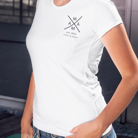 Personalisiertes T-Shirt Mama Kreuz Wunschnamen Name der Kinder Geschenk Mutter Geschenkidee Muttertag Shirt Geburtstagsgeschenk Frau