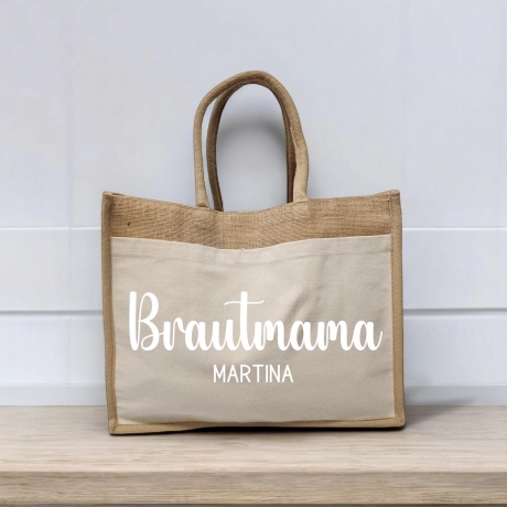 Personalisierte Jutetasche, Braut, Trauzeugin, JGA, Shopper, Geschenkidee Freundin, Hochzeit, Junggesellinnenabschied, Team Bride, Tasche