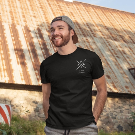 Personalisiertes T-Shirt Papa Kreuz Wunschnamen Name der Kinder Geschenk Vater Geschenkidee Vatertag Shirt Geburtstagsgeschenk Mann
