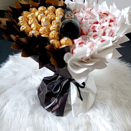 Essbarer Blumenstrauß - Black_White , Raffaello + Ferrero Rocher
