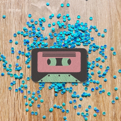 Retro Aufnäher: Kassette 80er Jahre Mixtape Stickapplikation